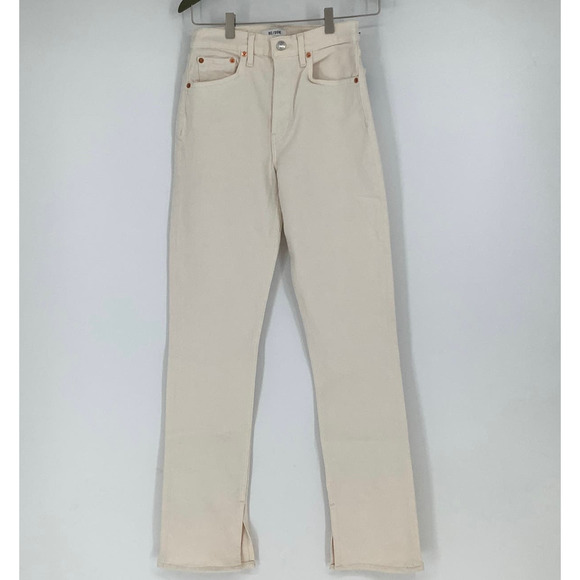 NEW RE/DONE Size 26 70s High Rise Skinny Boot Cut Vintage White Jeans $295 I10-7 - Picture 2 of 10
